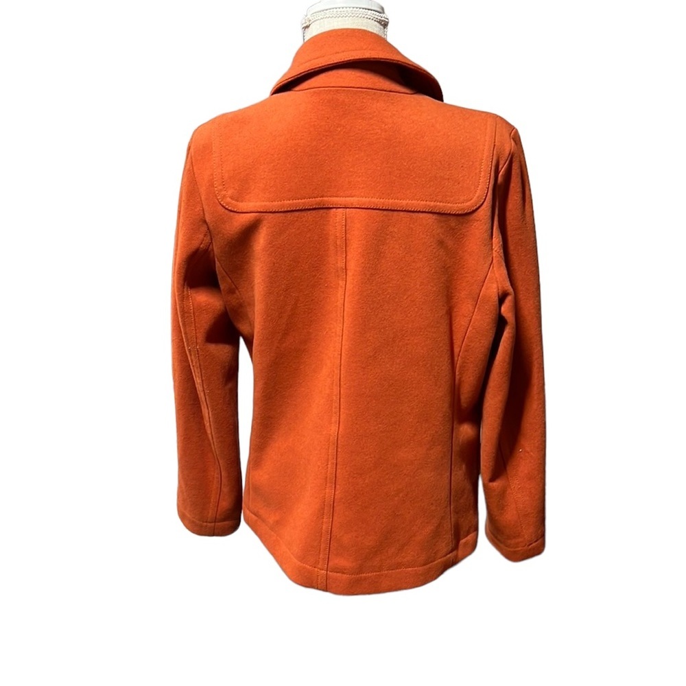 Gap Long Sleeve Full Zip Orange Jacket Toggle Pea Coat Wool Blend Womens M - Picture 6 of 12
